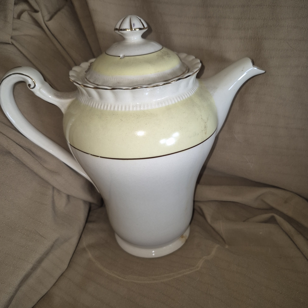 Elegant Cream and White Teapot